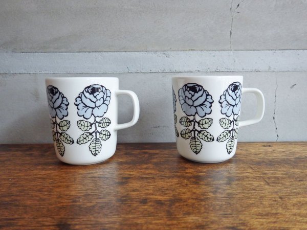 マリメッコ marimekko ヴィヒキルース VIHKIRUUSU 日本限定 マグカップ ブルーグレー マイヤ・イソラ 廃番 希少 B ♪