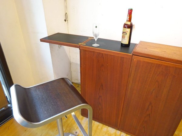 デューロン dyrlund 7712 Captain's Bar Cabinet キャプテンズ バーキャビネット 伸長式 リノリウム天板 チーク材 デンマーク 北欧ビンテージ ★