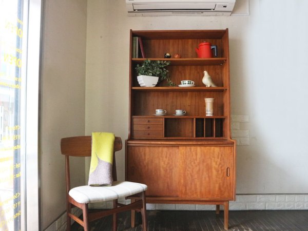 北欧 ビンテージ ブックシェルフ チーク材 デンマーク キャビネット ライティングビューロー ◎