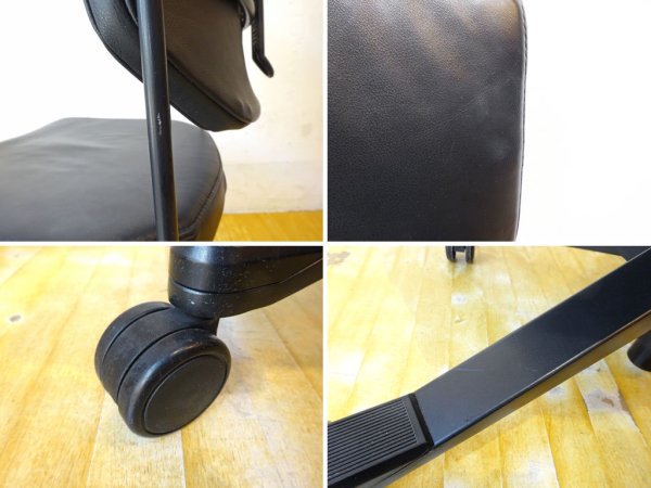 ジロフレックス giroflex ワークチェア 33-3277 デスクチェア タスクチェア アームレス ミドルバック レザーシート ブラック グッドデザイン賞 A ★