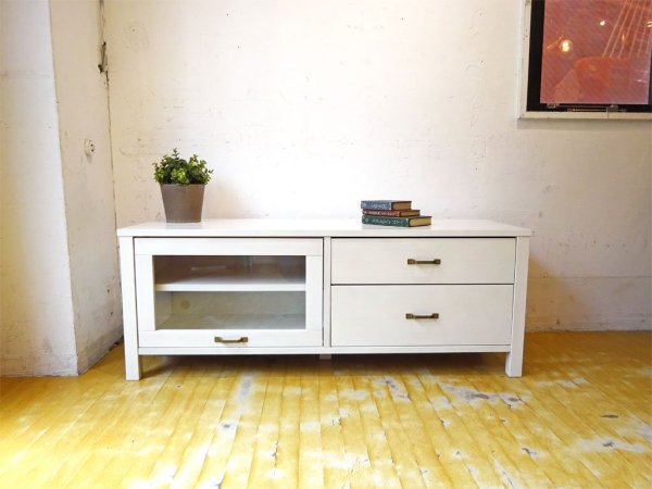 モモナチュラル Momo Natural シエル CIELE テレビボード TV BOARD AVボード W120cm パイン材 ホワイト 定価¥46,200- ★