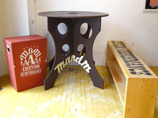 エムアンドエム ファニチャー M&M furniture 棚付きペイントベンチ(1300) ナチュラル Custom Performance Logo ★
