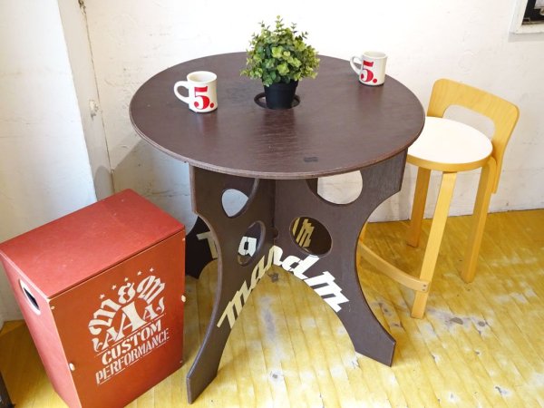 エムアンドエム ファニチャー M&M furniture 仮設ウマ(大)丸天板 ダイニングテーブル ハイテーブル ブラウン ★