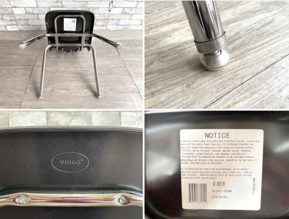 バルコ VIRCO チェア 9000 Chair スタッキングチェア ブラック プラスチックシート × スチール脚 米国家具 ミッドセンチュリーデザイン 定価¥14,300- ●