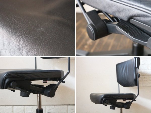 ジロフレックス giroflex ワークチェア 33-3277 デスクチェア タスクチェア アームレス ミドルバック レザーシート ブラック グッドデザイン賞 A ◎