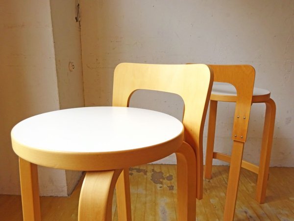 アルテック artek ハイチェア K65 HIGH CHAIR K65 バーチ材 ホワイトラミネート アルヴァ・アアルト フィンランド 北欧家具 美品 B ★