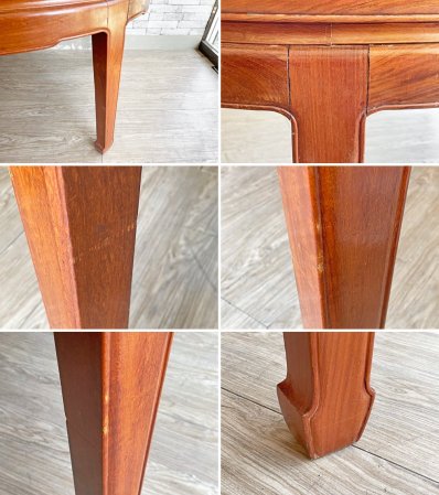 中国家具 エクステンション ダイニングテーブル 伸長式 W111~202cm 花梨 カリン無垢材 唐木 アンティークスタイル ●