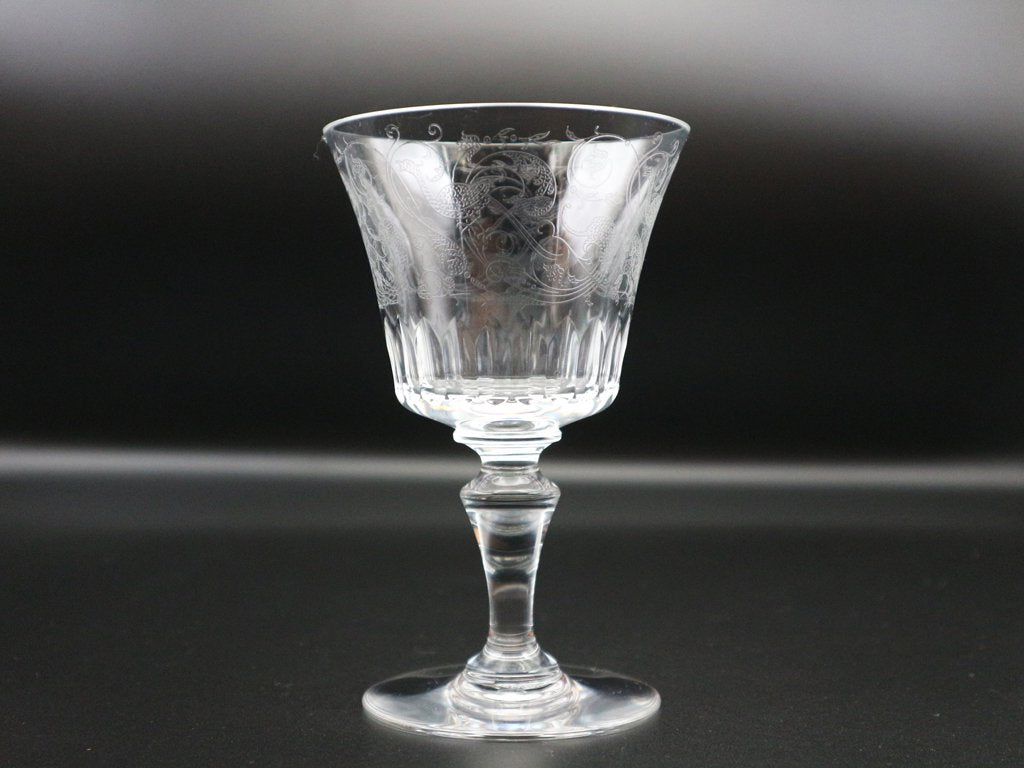 バカラ Baccarat パルメ ワイングラス カットグラス エッチング 鳥紋様 