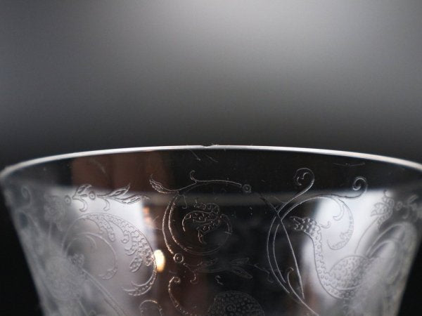 バカラ Baccarat パルメ ワイングラス カットグラス エッチング 鳥紋様 クリスタルガラス フランス 定価¥33,000- チップあり ◎