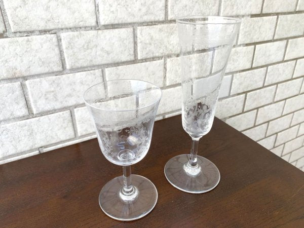 バカラ Baccarat ラファイエット La Fayette ワイングラス エッチング 高さ12cm クリスタルガラス フランス ■