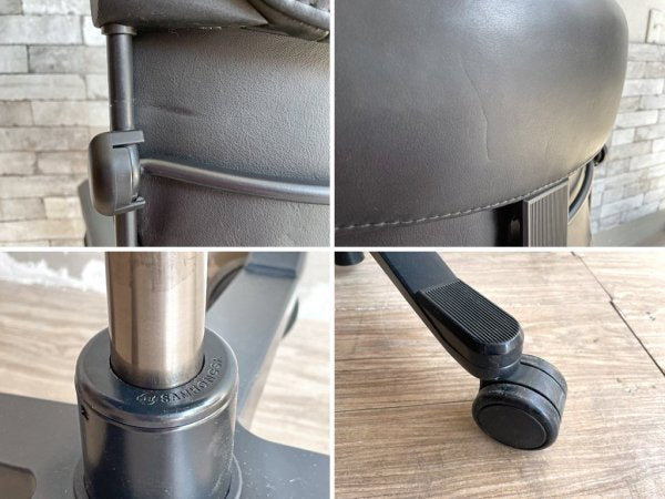 ジロフレックス giroflex ワークチェア 33-3277 デスクチェア タスクチェア アームレス ミドルバック レザーシート ブラック グッドデザイン賞 C ●