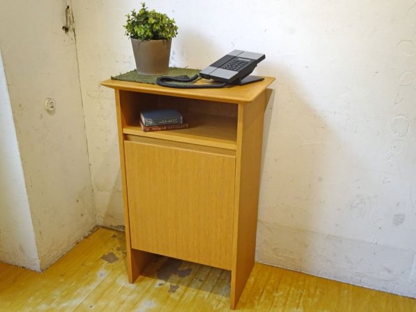 カンディハウス CONDE HOUSE テレフォンラック 電話台 スモールキャビネット 小型収納 ナラ材 柾目 廃盤 参考価格 6万円 ★