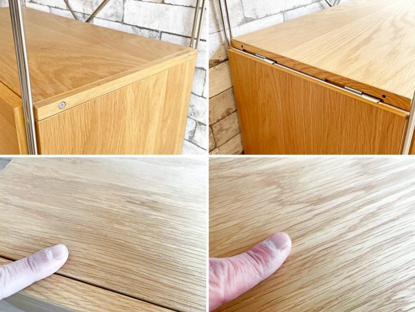 無印良品 MUJI ステンレスユニットシェルフ オープンシェルフ オーク材 4段 抽斗2杯付き W84×H212.5cm 特大サイズ 合計定価¥54,710- A ●