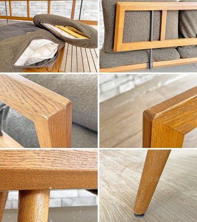 トラックファニチャー TRUCK FURNITURE シーエス ソファ CS SOFA 3シーター ナラ無垢材フレーム フェザークッション ウール混 ファブリック カバーリング 廃番生地 ●