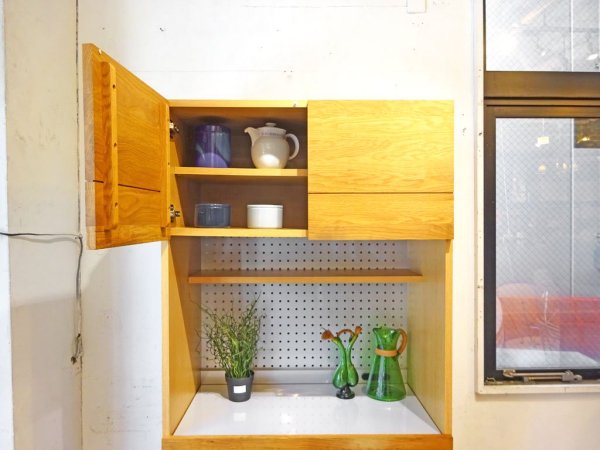 ウニコ unico ヒュッテ HUTTE キッチンボード レンジボード オーク無垢材 メラミン化粧板 W80cm ナチュラルデザイン 廃番 定価¥113,400- ★