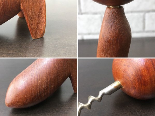 デンマークビンテージ Danish Vintage レオカーリ Leo Kari チーク無垢材 ボトルオープナー アシカ オブジェ 50'S ■