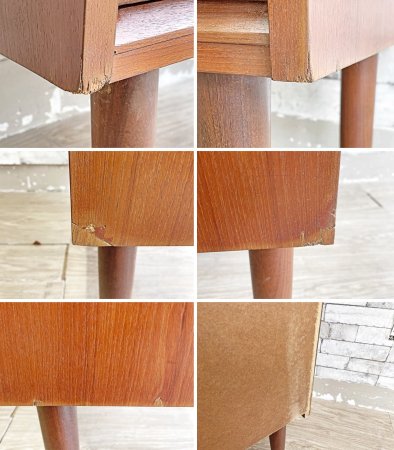 デンマークビンテージ Danish Vintage チーク材 ライティングビューロー デスク ドレッサー キャビネット 抽斗3杯 北欧家具 ●