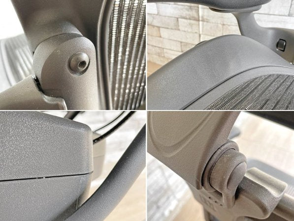 ハーマンミラー Herman Miller アーロンチェア Bサイズ ヘッドレスト付き ポスチャーフィット グラファイトベース フル装備 ビル・スタンフ&ドン・チャドウィック ●