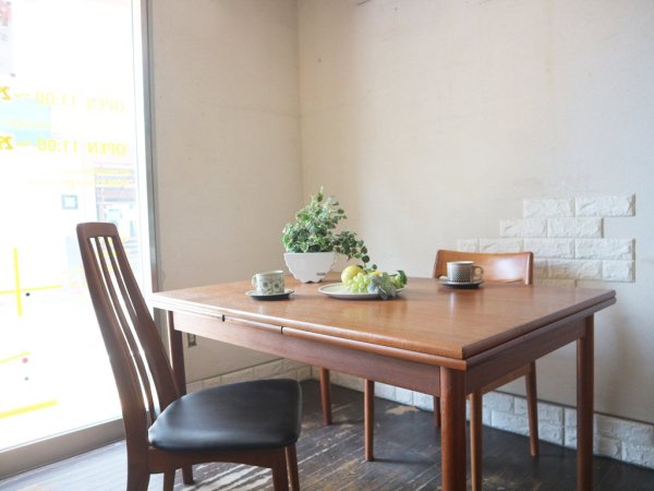 北欧 ビンテージ チーク材 EX エクステンション ダイニングテーブル デンマーク ◎