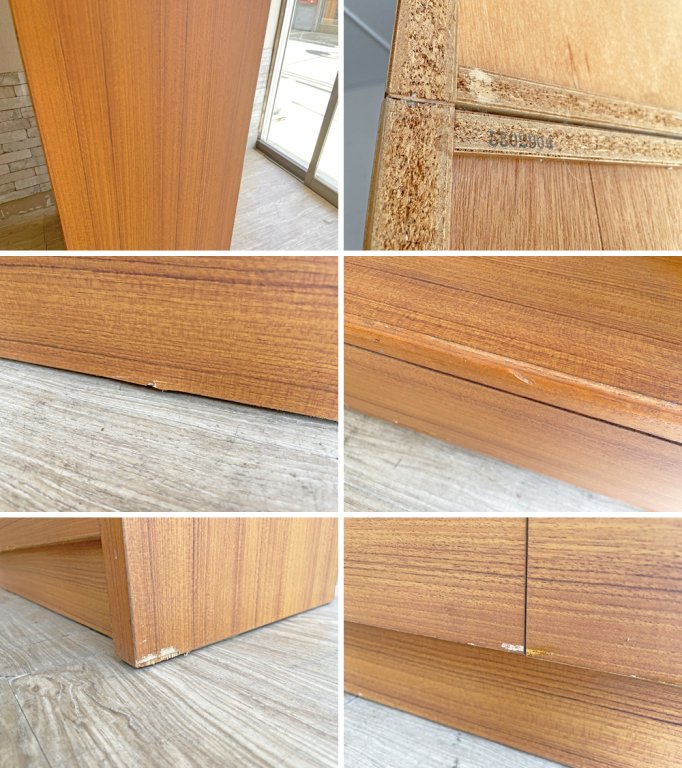 ジャパンビンテージ Japan Vintage チーク材 ブックシェルフ 本棚 飾り棚 上棚&抽斗3杯付 棚板可動式 H217cm 北欧スタイル ●