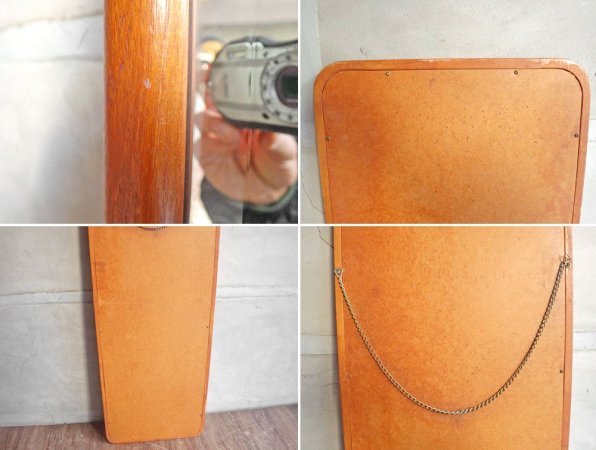 ジャパンビンテージ Japan Vintage チーク無垢材 ウォールミラー スリムミラー 姿見 鏡 壁掛け 北欧スタイル ♪