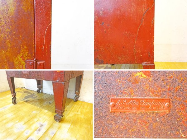 アメリカビンテージ US Vintage シングルドア ケビント ドクターキャビネット アイアン シャビーシック キャビネット キャスター付 ★