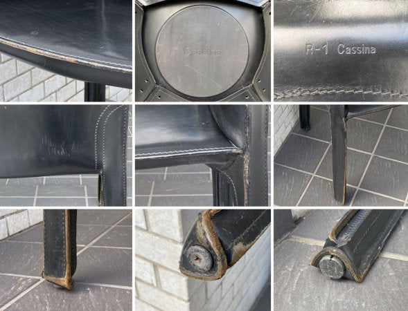 カッシーナ Cassina キャブ アームチェア 413 CAB 本革 ブラック マリオ・ベリーニ イタリア製 モダン MoMA ■