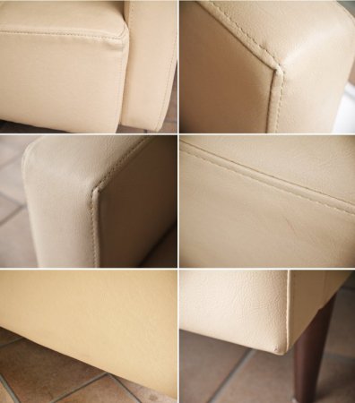 ビーカンパニー B-COMPANY キルト Quilt 2P ソファ PVCレザー アイボリー ◇