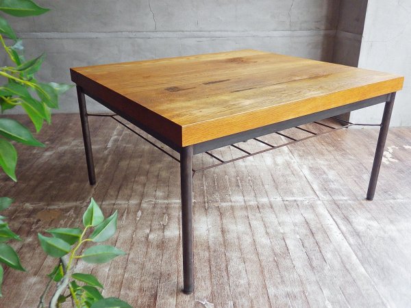 トラックファニチャー TRUCK FURNITURE オークアイアンレッグ ローテーブル OAK IRON-LEG LOW TABLE センターテーブル H49cm オーク無垢材 鉄脚 ♪