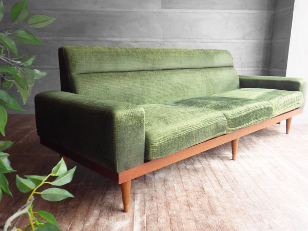 パシフィックファニチャーサービス P.F.S スタンダードC STANDARD C 3シーター ソファ RUG Green 定価284,900円 現状品 ♪