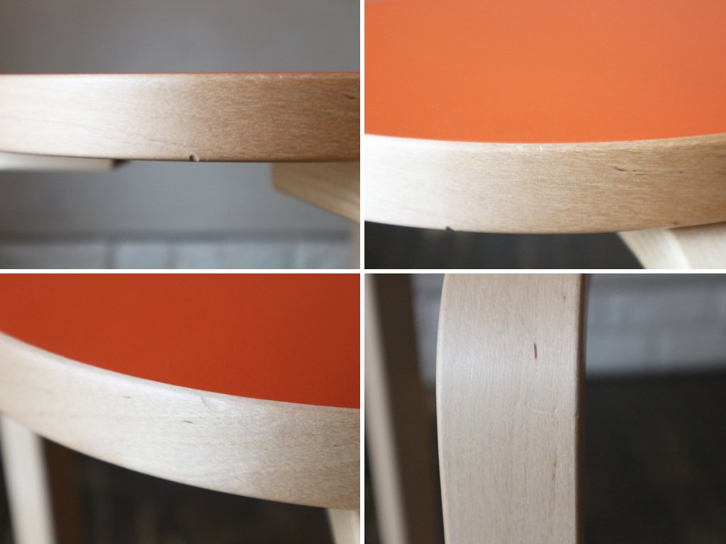 アルテック Artek スツール Stool 60 リノリウム オレンジブラスト 3本脚 アルヴァ・アアルト スコープ scope 別注カラー フィンランド 北欧家具 ◎