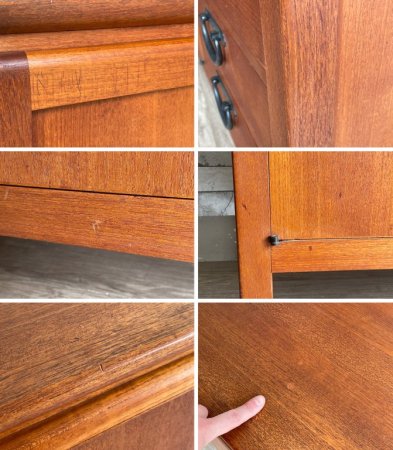 山口木材工芸 ビンテージ チーク材 サイドボード リビングボード W157 収納家具 ●