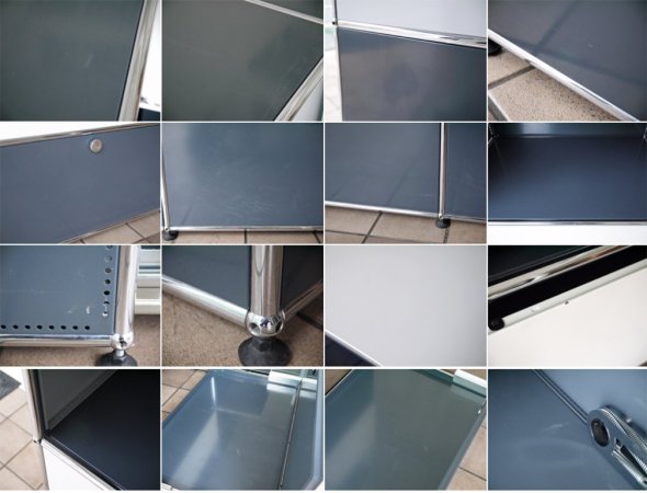 ユーエスエムハラー USM Haller モジュラーファニチャー ハラーシステム 2×3 キャビネット サイドボード アントラサイト × ピュアホワイト ドロップダウンドア ドロワー スイス ◇