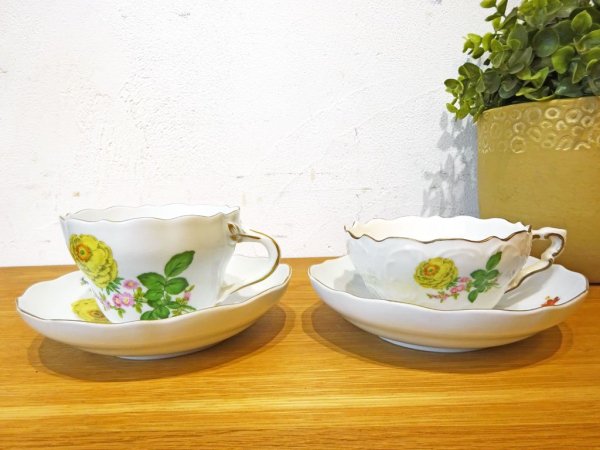 マイセン Meissen ベーシックフラワー バラ コーヒーカップ&ソーサー C/S ドイツ ★
