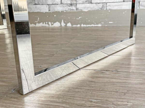 モダンデザイン Modern Design ガラス ローテーブル センターテーブル まだら模様 スチールレッグ W120cm ●
