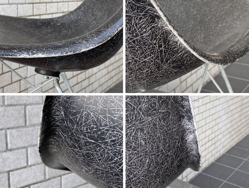 ハーマンミラー Herman Miller 2ndビンテージ サイドシェルチェア FRP製 ブラック ロッカーベース C&R イームズ ミッドセンチュリー ■
