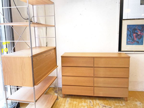 無印良品 MUJI オーク材 ワイドチェスト 脚付き ナチュラル シンプル デザイン 廃盤 ★