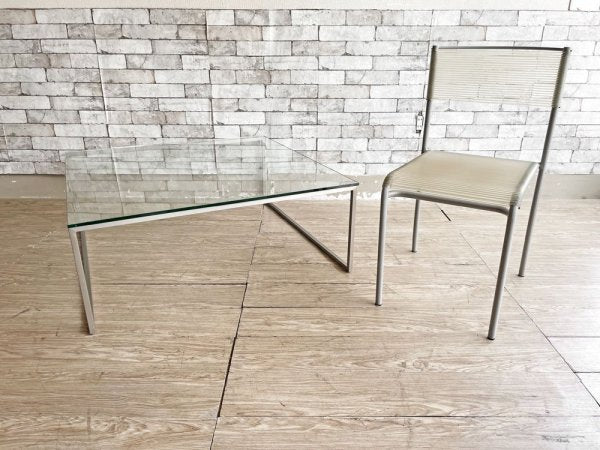 ボーコンセプト BoConcept ルーゴ Lugo コーヒーテーブル センターテーブル W91cm ガラス天板 ブラッシュドスチール脚 モダンスタイル 定価¥66,000- ●