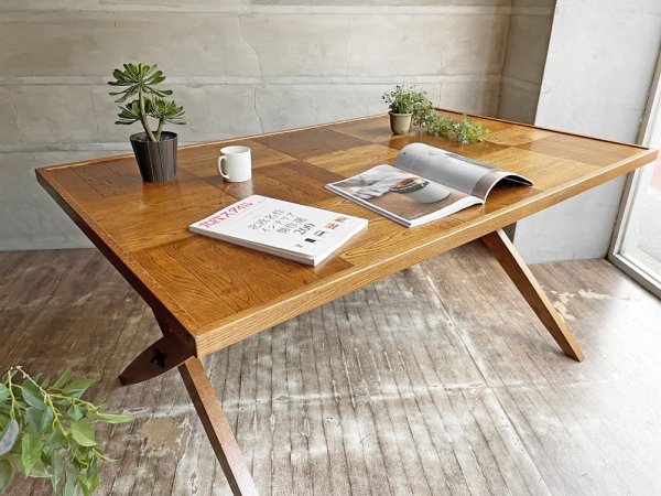 パシフィックファニチャーサービス P.F.S オペレーションBテーブル OPERATION B TABLE Lサイズ ダイニングテーブル オーク材 寄木 W152cm 定価¥159,500ー ♪