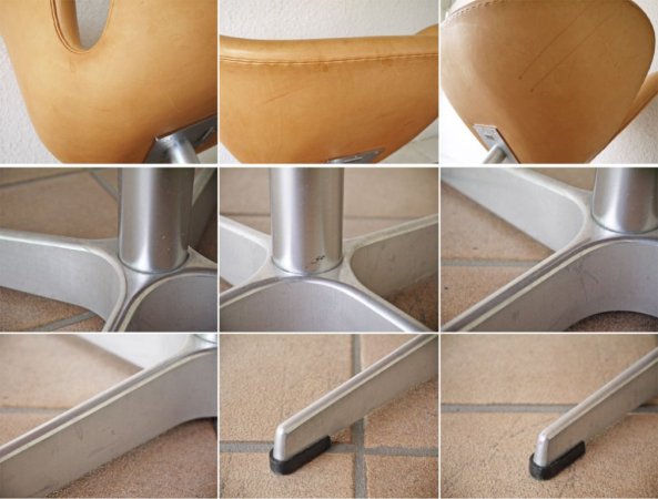 フリッツハンセン Fritz Hansen スワンチェア SWAN chair 3320 ナチュラルレザー アルネ ヤコブセン Arne Jacobsen 北欧 デンマーク ◇
