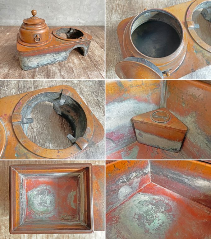 ジャパンビンテージ 火鉢 関東火鉢 江戸火鉢 欅材 抽斗4杯 時代家具 古道具 大正時代 付属品セット ♪