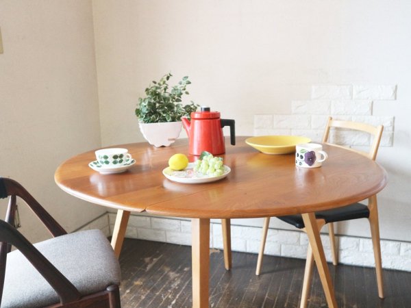 アーコール Ercol ドロップリーフテーブル DROP LEAF TABLE ダイニングテーブル ラウンドテーブル バタフライ エルム材 ビーチ材 UKビンテージ ◎