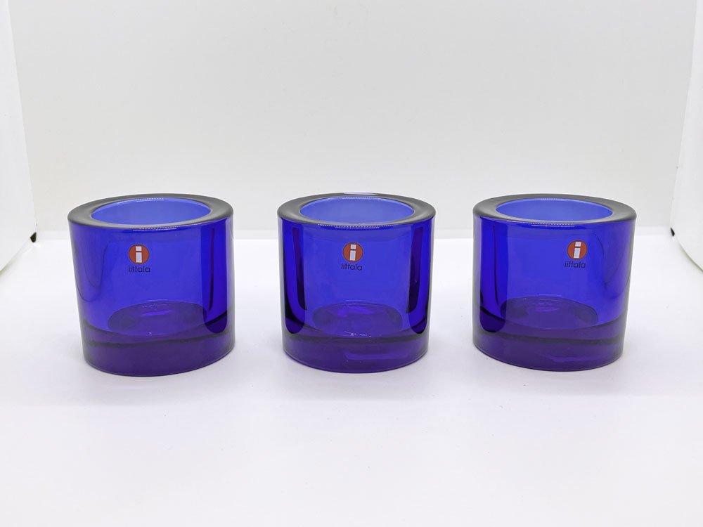 イッタラ iittala マリメッコ marimekko キビ kivi キャンドルホルダー ウルトラマリンブルー 希少 廃番 北欧 フィンランド C ♪