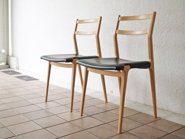 天童木工 TENDO インパラチェア impala chair ホワイトビーチ材 PVCレザー ブラック 佐々木敏光 デザイン B ◇