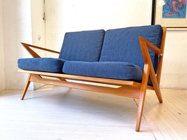 クロロス CHLOROS トライアングルアーム 2シーターソファ Triangle Arm Sofa チークフレーム カバーリングクッション 廃盤 北欧デザイン★