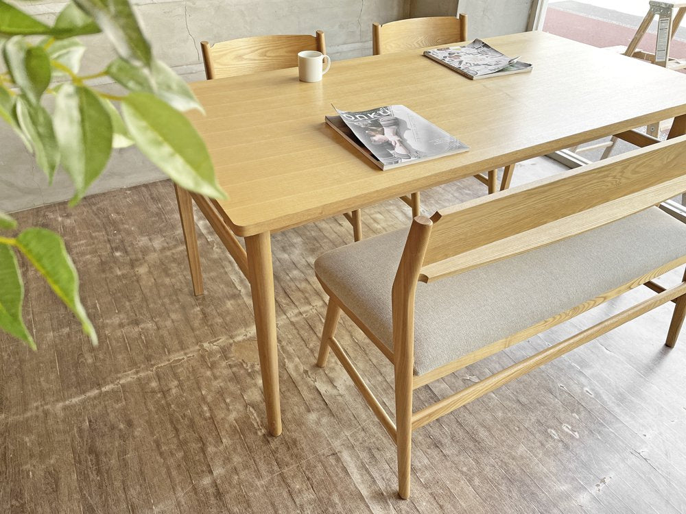 ウニコ unico シグネ SIGNE ダイニングベンチ バックレスト グレー ファブリック アッシュ材 ナチュラル 定価¥43,780- ♪