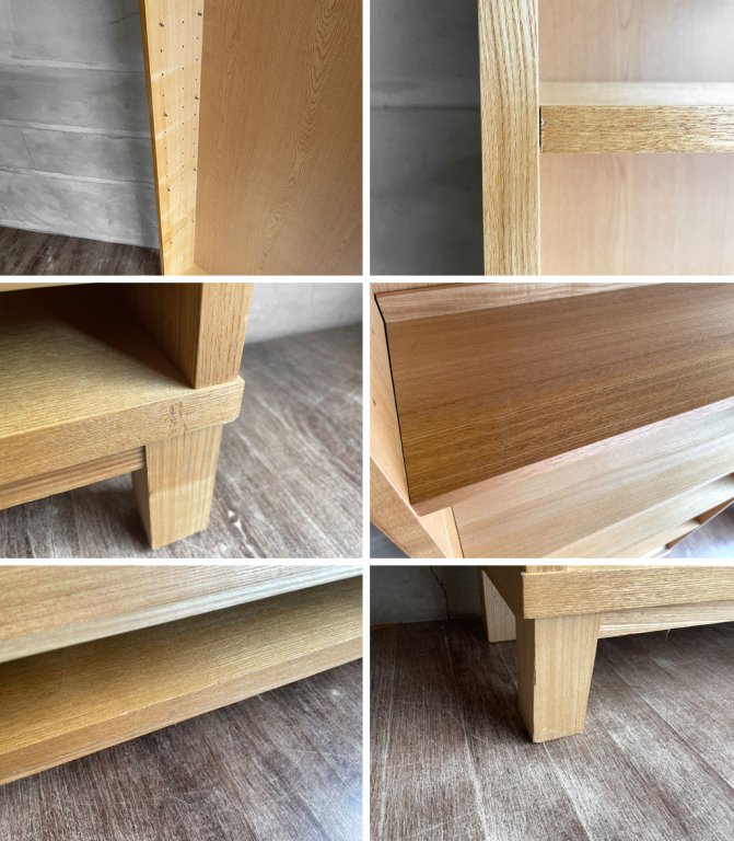 無印良品 MUJI タモ材 組み合わせて使える木製収納 ミドルタイプ 奥行21cm 棚板6枚 ブックシェルフ 廃番 現状品 ♪