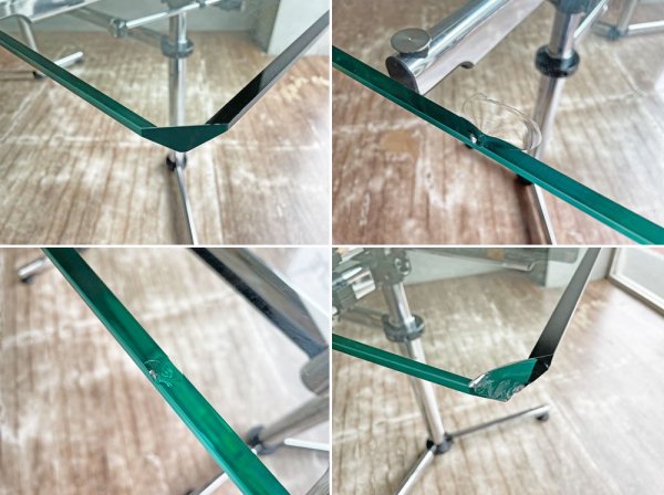 ユーエスエムハラー USM Haller キトス KITOS テーブル デスク ガラス天板 高さ&角度調節可 オフィス家具 W174cm 現状品 ♪