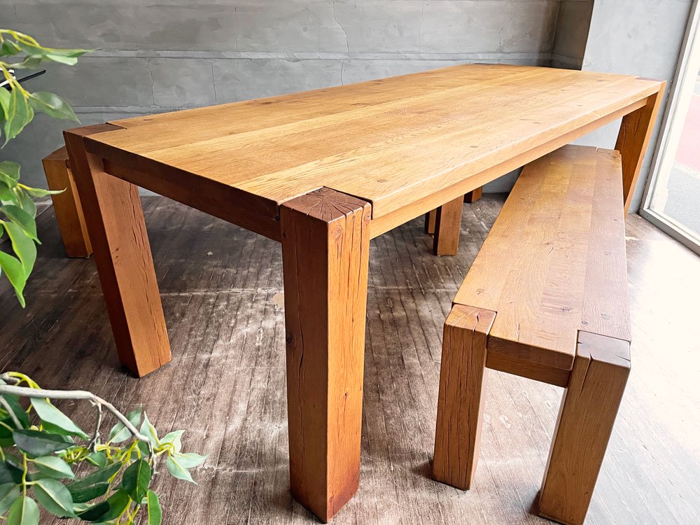 クレイト&バレル Crate&Barrel テラ Terra ダイニングベンチ オーク無垢材 ナチュラル W183cm 大型 定価約13万円 A ♪