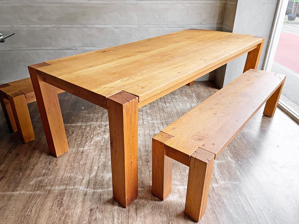 クレイト&バレル Crate&Barrel テラ Terra ダイニングベンチ オーク無垢材 ナチュラル W183cm 大型 定価約13万円 B ♪